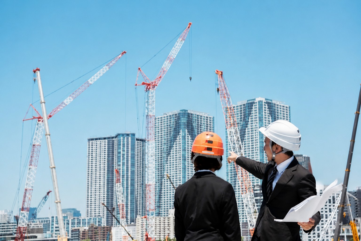 建設中の街を見る技術者